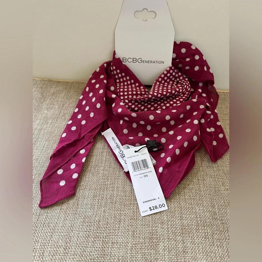 BCBGeneration Maroon and White Dot Scarf - Picture 2 of 5